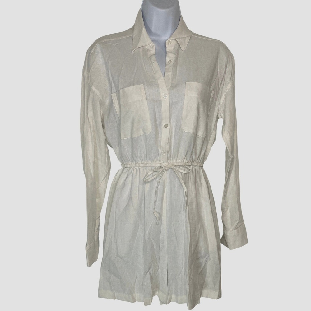 Express Womens romper Linen Blend XS Coastal Summer Resortwear Minimalist